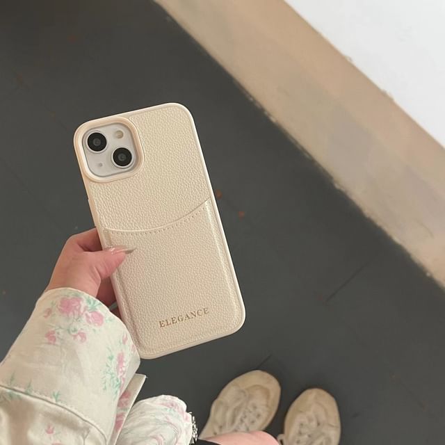 Card Leather Holder Phone Case Faux Lettering