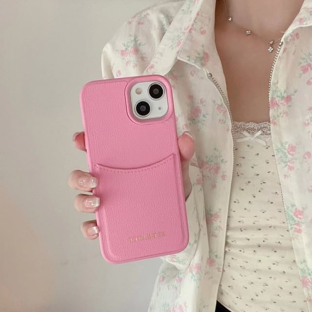 Card Leather Holder Phone Case Faux Lettering