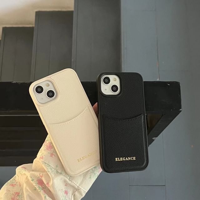 Card Leather Holder Phone Case Faux Lettering