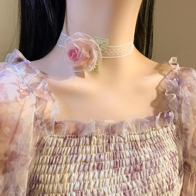 Clip Faux Scrunchie Pearl Hair Designs) Rose / Mesh Tie (Various Clamp