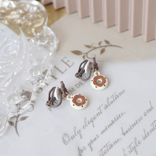 Cheese Earring Alloy Donut / Drop