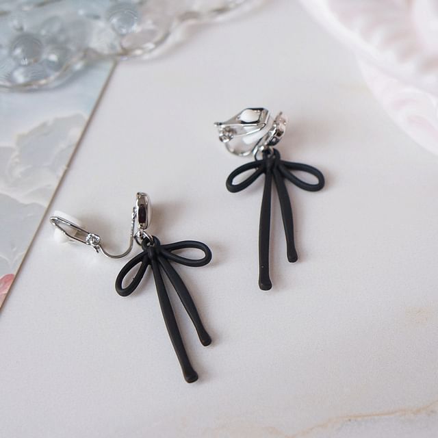 Drop Earring Heart Bow Alloy