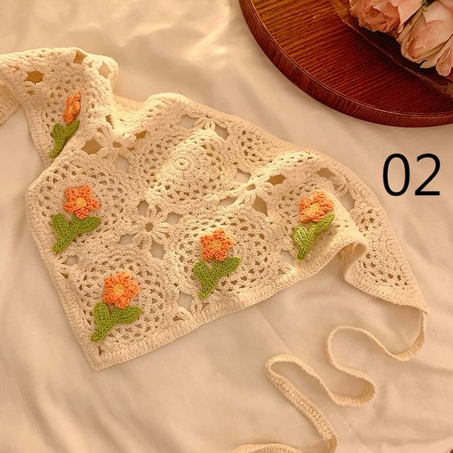 Crochet Lace Floral Scarf