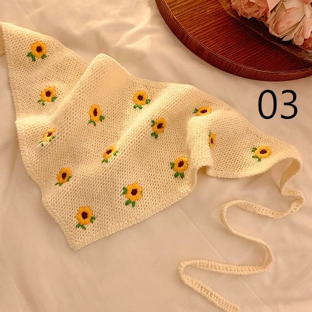 Crochet Lace Floral Scarf