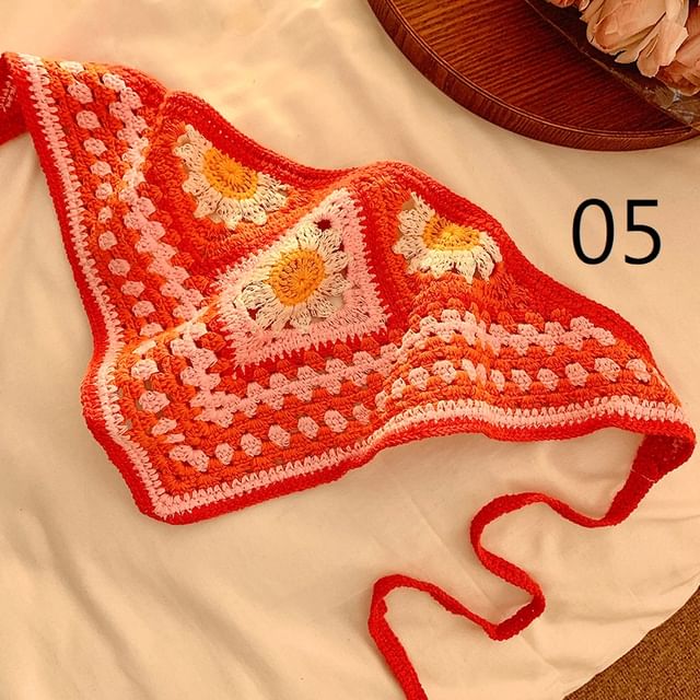 Crochet Lace Floral Scarf