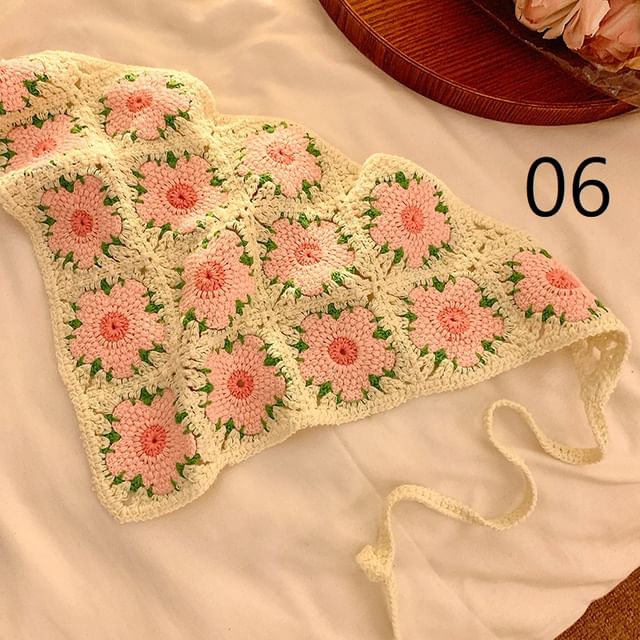 Crochet Lace Floral Scarf