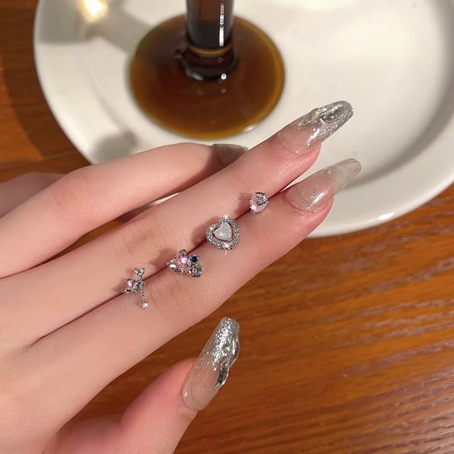 Ear Stud Set Rhinestone