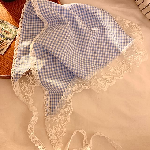 Head Trim Scarf Plaid (Various Triangle Lace Designs)