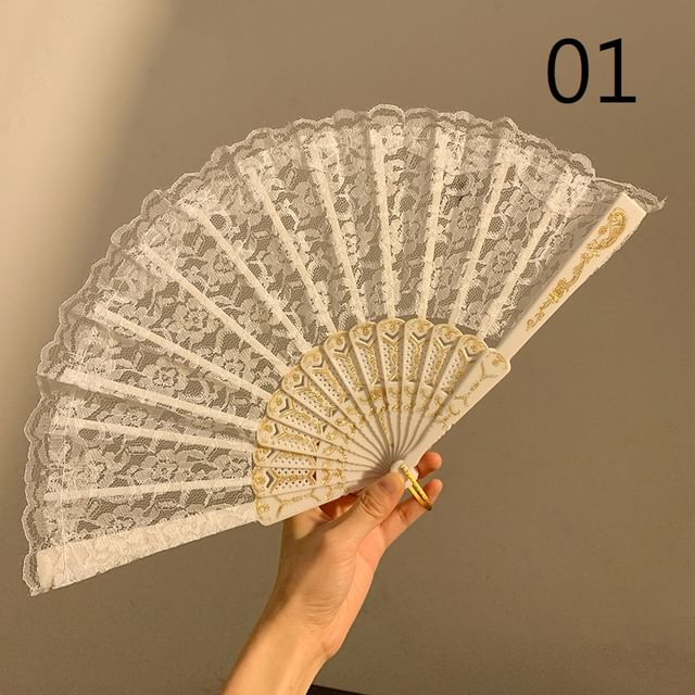 Foldable / Floral Designs) Set Choker (Various Hand Lace Fan
