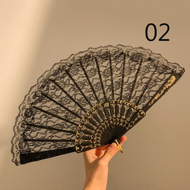 Foldable / Floral Designs) Set Choker (Various Hand Lace Fan
