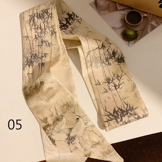 Tie Hair Scarf Narrow Print