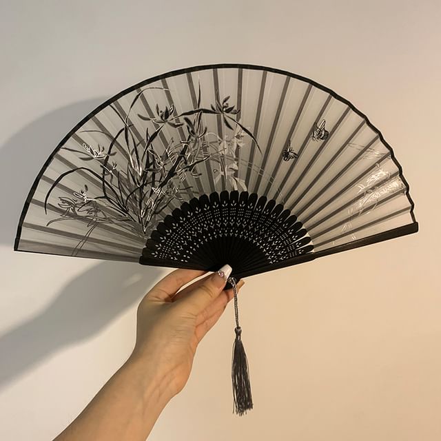 (Various Fan Print Hand Designs) Foldable Bamboo