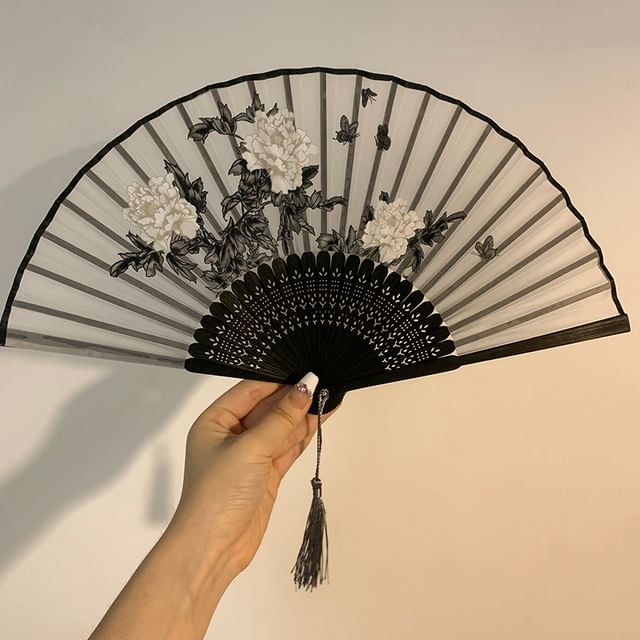 (Various Fan Print Hand Designs) Foldable Bamboo