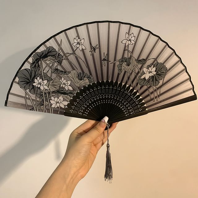 (Various Fan Print Hand Designs) Foldable Bamboo