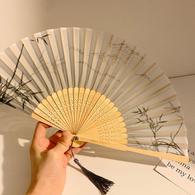 Foldable Fan Hand Print Bamboo (Various Designs)