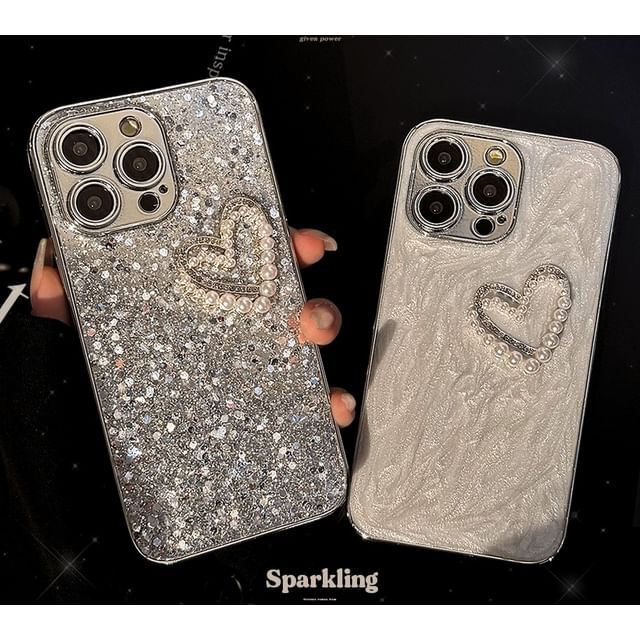 Heart Phone Case Pearl Faux