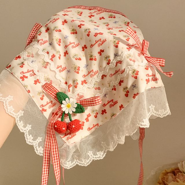 Scrunchie Cherry Trim Floral Bandana / Designs) (Various Lace