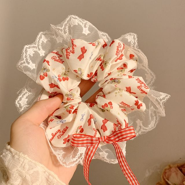 Scrunchie Cherry Trim Floral Bandana / Designs) (Various Lace
