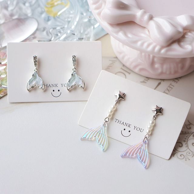 (Various Tail Designs) Dangle Alloy Mermaid Earring