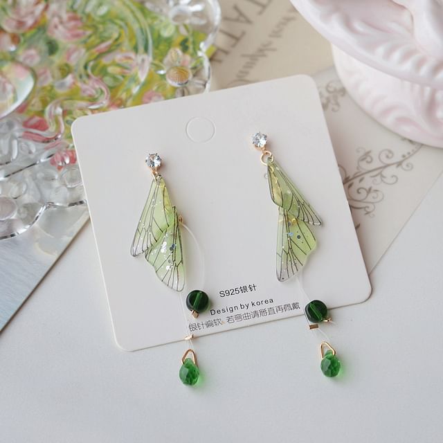 Crystal Earring Dangle Faux Butterfly Alloy