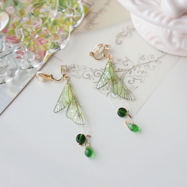 Crystal Earring Dangle Faux Butterfly Alloy