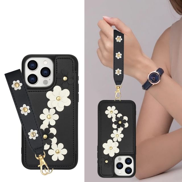 Floral Phone Faux Case Leather