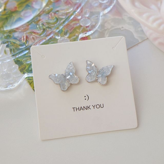 Stud Crystal Ear Faux Butterfly Earring Clip-On /