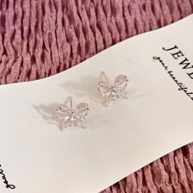 Butterfly Eye Stone Earring Faux Alloy Stud Cat