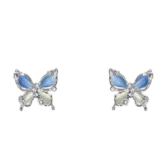 Butterfly Eye Stone Earring Faux Alloy Stud Cat