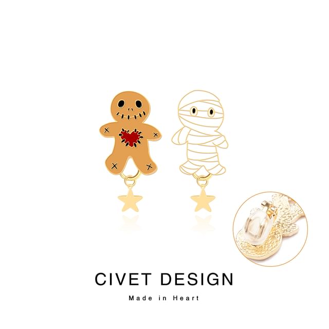 Ear / Cartoon Halloween Asymmetrical Earring Stud Sterling Silver Cuff