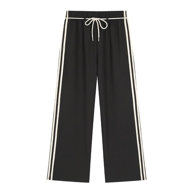 Striped Tie-Strap Shift Wide-Leg Pants
