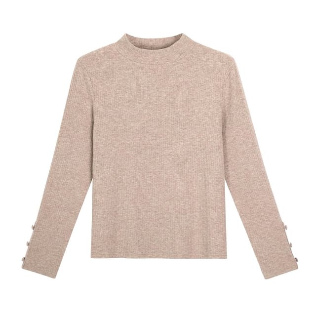 Long Sleeve Mock Neck Plain Top