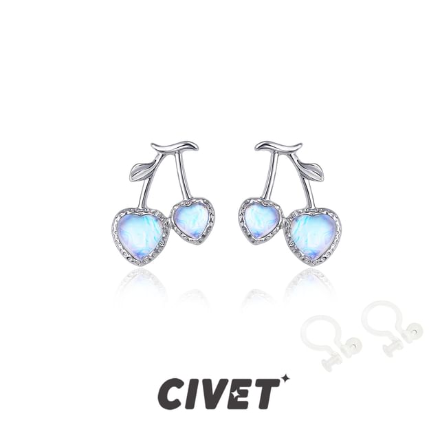 Cherry Clip-On / Earring Heart Stud