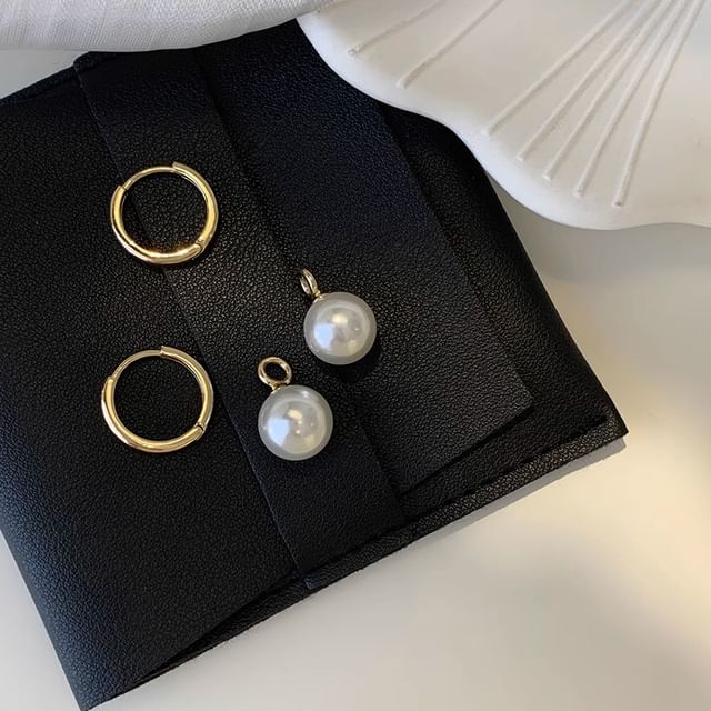 925 Drop Faux Hoop Silver Sterling Earring Pearl