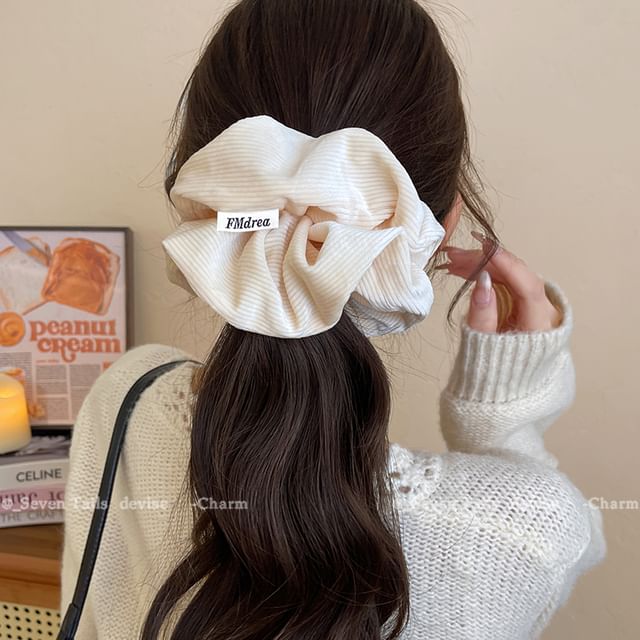Lettering Striped Label Scrunchie