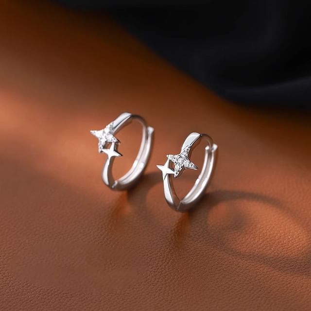 Hoop Alloy Rhinestone Earring Star