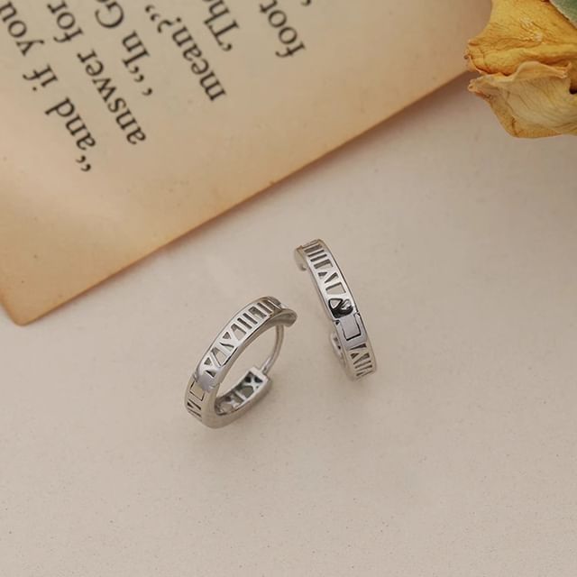 Earring Alloy Numeral Hoop Roman