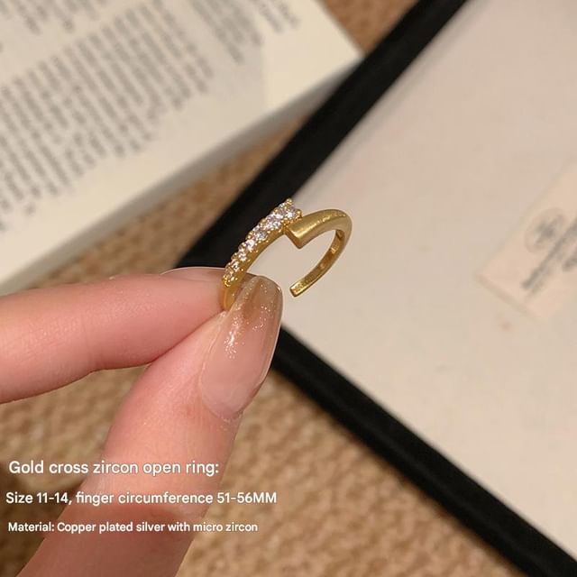 Rhinestone Alloy / Set Open Ring