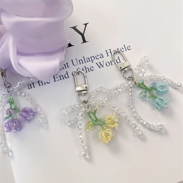 Flower Bow Phone Charm Beaded