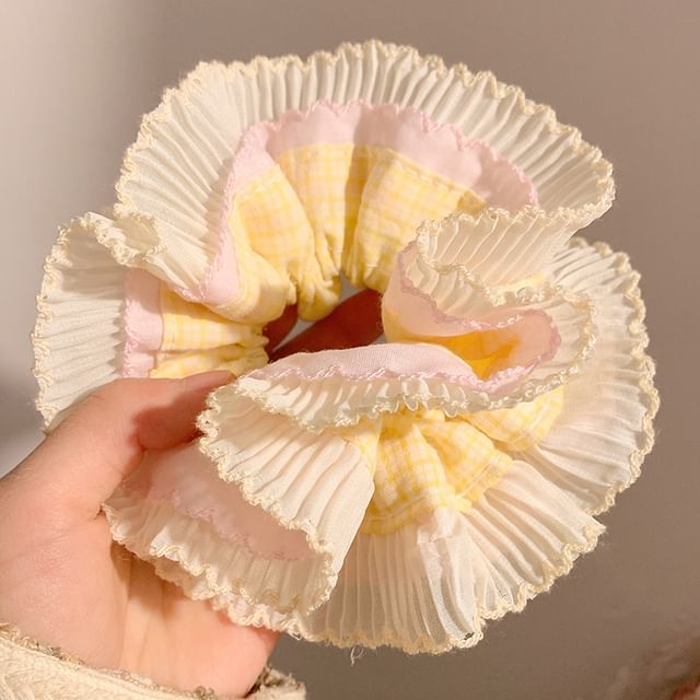 Plaid Panel Pleated Scrunchie