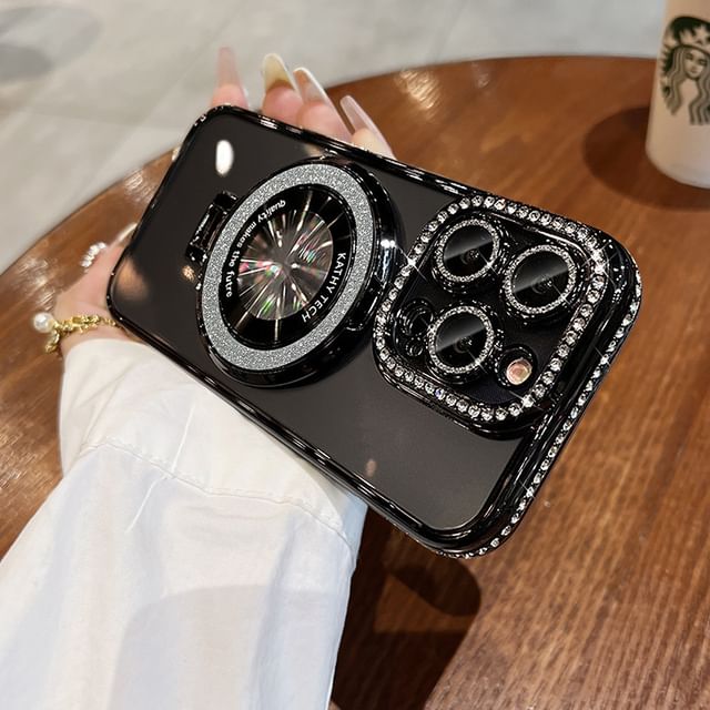 Rhinestone Magnetic with Stand Transparent MagSafe) (Compatible Phone Case