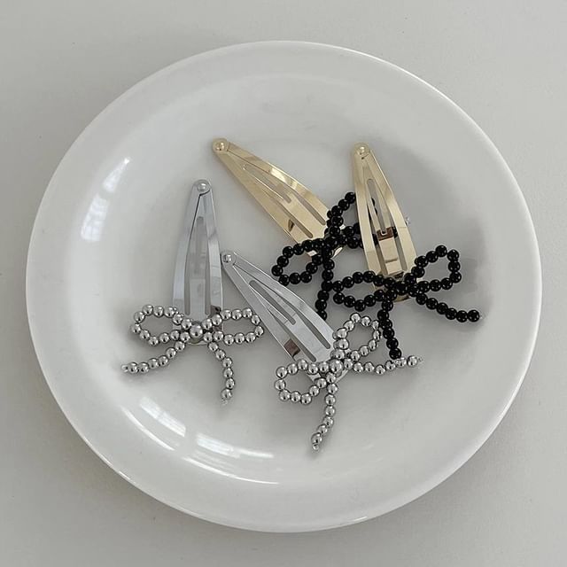Bow Clip Hair Set Alloy Beaded