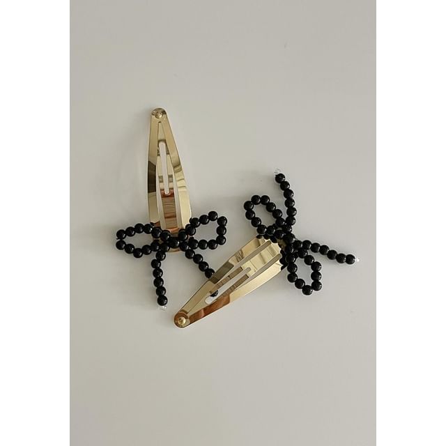 Bow Clip Hair Set Alloy Beaded
