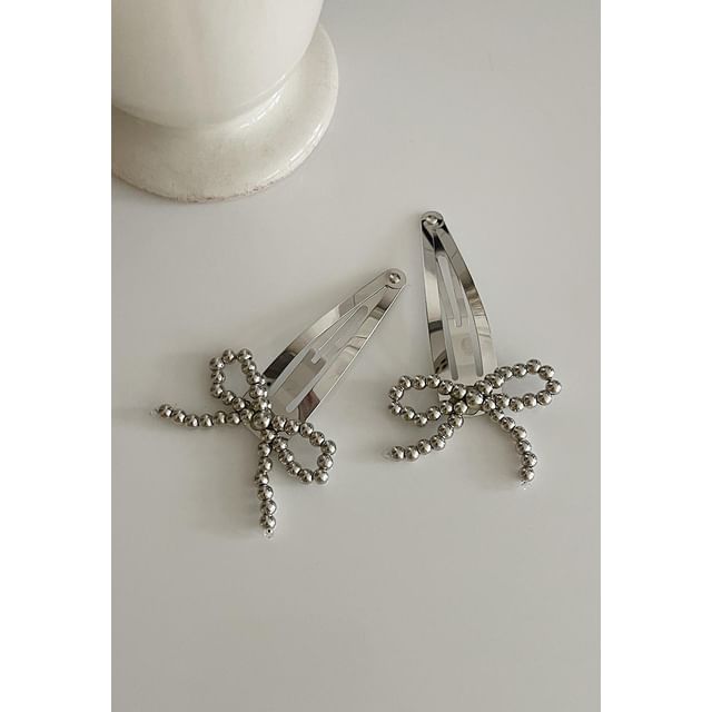 Bow Clip Hair Set Alloy Beaded