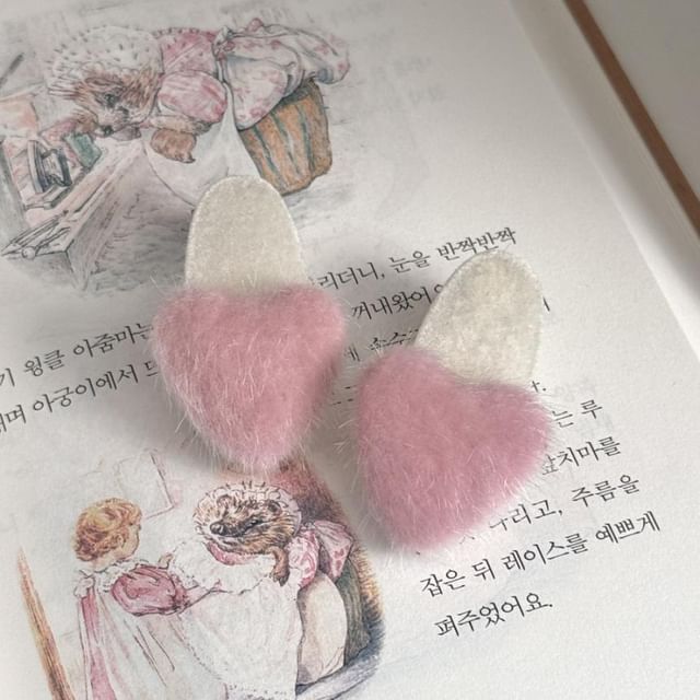 Set Clip Heart Fluffy Hair