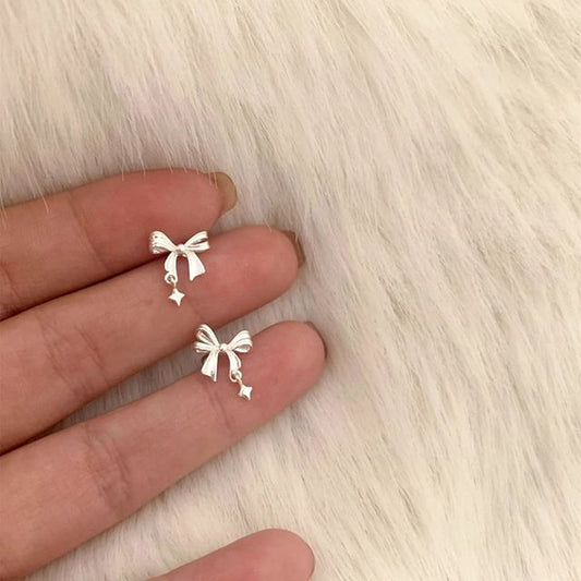 Earring Alloy Drop Bow