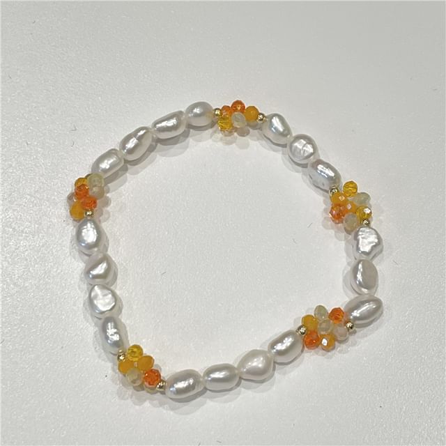 Natural Pearl / Bracelet Sterling Beaded 925 Bow Silver