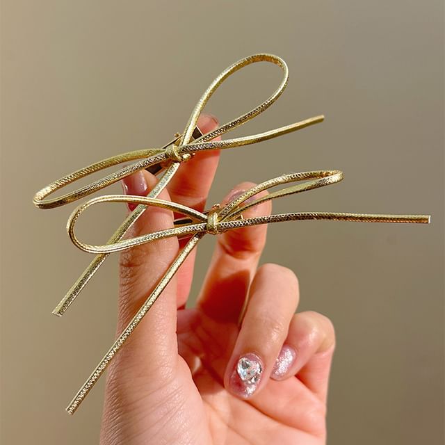 Clip Hair Metallic Bow Set