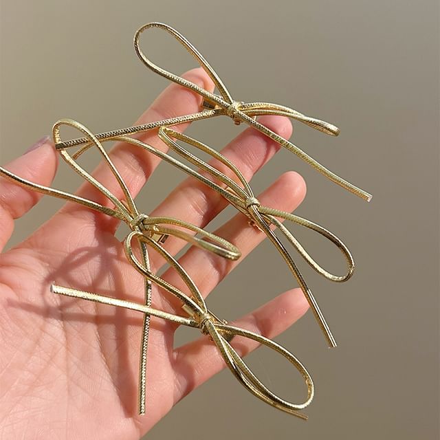 Clip Hair Metallic Bow Set