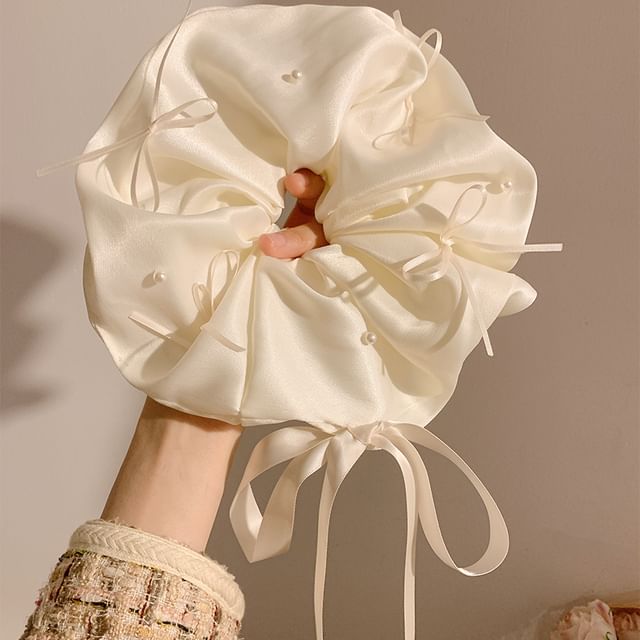 Plain Bow Satin Scrunchie